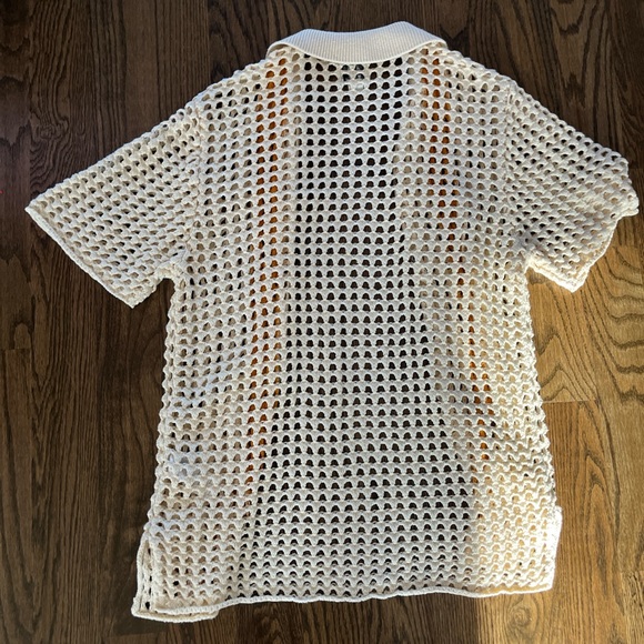 Urban Outfitters Cream / Gold Crotchet Button Up Short Sleeve Shirt - Picture 6 of 6